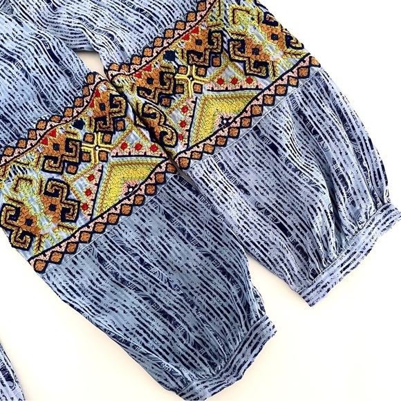 ⭐️Host Pick Anthropologie Bhanuni by Jyoti Celeste Blue Linne Embroidered Dress - Picture 8 of 12